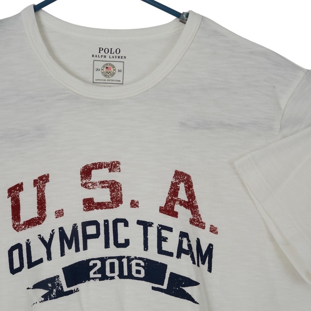 Polo Ralph Lauren T-Shirt Mens L White‎ 2016 USA Olympic Team Graphic Cotton